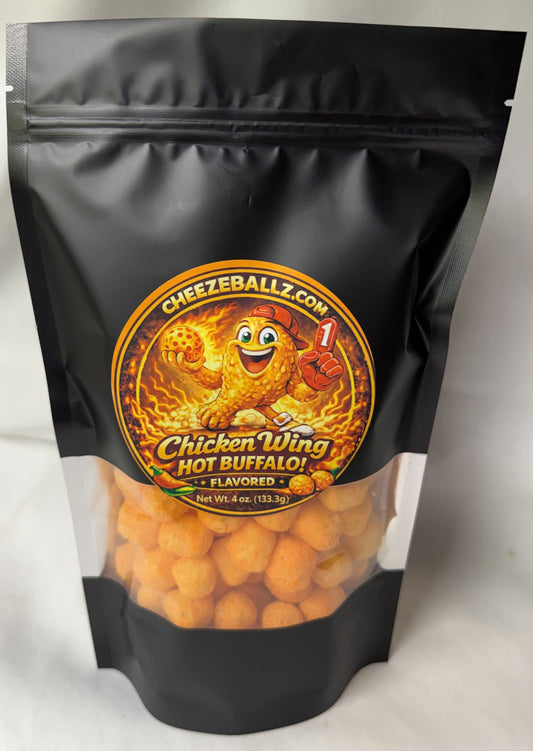 Buffalo Hot Chicken Wing - Gourmet Flavored Cheeze Balls - 4 oz. Pouch