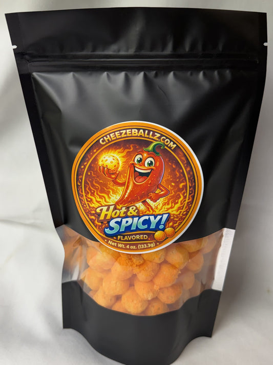 Hot & Spicy - Gourmet Flavored Cheeze Balls - 4 oz. Pouch